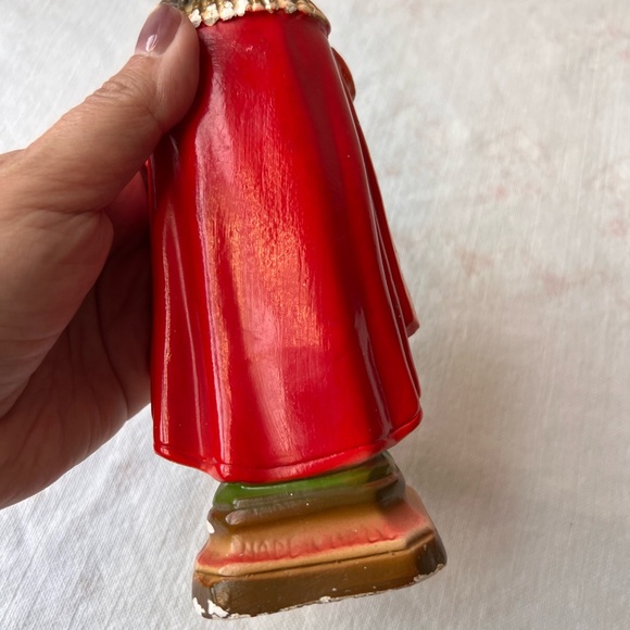 Vintage Religious Figurine with Red and Gold Accents - Picture 5 of 13